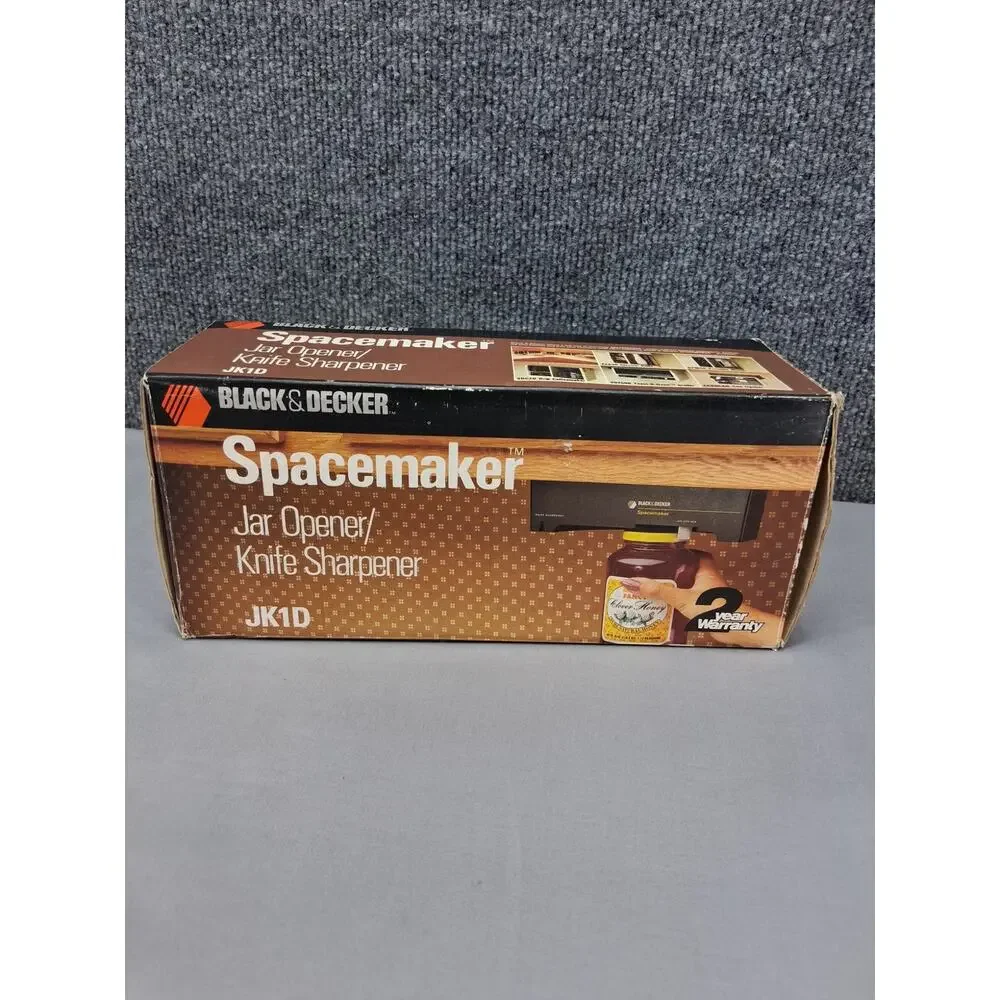 Vintage Black & Decker Spacemaker Jar Opener Knife Sharpener JK1D Black New